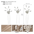 Detail view of handmade silver hair pins with rhinestones and alloy flowers for bridal styling - Silver (HS-J6996S)