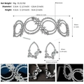 Detailed size specifications for rhinestone bridal tiara and earring set weight 96g - Silver