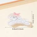 White poodle dog hair claw clip with pink bow made of textured acetate material - Pink Bow Teddy Dog Claw Clip (C8-2-1) / Pink