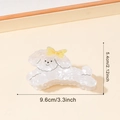White teddy dog hair claw clip with yellow bow made of premium acetate, 9.6cm size - Yellow Bow Teddy Dog Claw Clip (C8-2-2) / Yellow