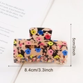 Floral print hair claw clip with colorful daisies and dark tortoiseshell finish 8.4cm - Colorful Flower Style (C19-3-17) / 8.4cm