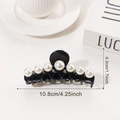 Eleganter großer schwarzer Haargreifer mit sieben Perlen, Maße 10,8 cm x 4,3 cm - Klassisches Schwarz
