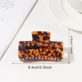 Pinza per capelli quadrata tartarugata con stampa leopardata, misura 8,4cm x 4,6cm - Stile Tartarugato (D20-1-2)