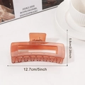 Large amber translucent hair claw clip for thick hair, 5-inch rectangular design - Large / Red Brown
