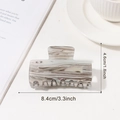 Pinza per capelli quadrata cava con motivo a marmo grigio lunga 8,4 centimetri - Stile Motivo Inchiostro Grigio (D20-1-5)