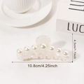 Large tortoiseshell hair claw clip with 7 pearls in creamy white, length 10.8cm - Glacier White