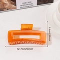 Large orange transparent rectangle hair claw clip for thick hair, 5-inch length size - Large / Amber Orange