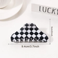 Checkered black and white hair claw clip 9.4cm large size stylish acetate shark clip - Checkboard (D7-2-8)