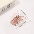 Pinza per capelli a farfalla rosa traslucida con molla, dimensioni 6,7 cm x 5,8 cm - Loto Pallido