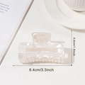 Pearly beige square hollow hair claw clip with acetate marble texture 8.4cm length - Cold White Style (D20-1-1)