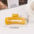 Minimalist amber translucent resin hair claw clip in rectangular hollow design - Large / Honey Yellow