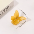 Translucent amber butterfly hair claw clip with size measurements 6.7cm and 5.8cm - Honey Yellow