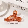 Amber transparent bow hair claw clip measuring 4.3 inches for thick hair styling - Red Brown