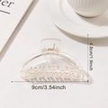 Transparent acrylic half-moon hair claw clip with 9cm length and gold spring - Clear