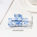 Blue and white marble pattern square hair claw clip with 8.4cm length for hair styling - Blue And White Porcelain Style (D20-1-3)