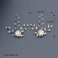 Silver bridal shoe clips with handmade crystal beads and pearls, size 6cm by 6.5cm - Leaf Flower Cluster Style (SC-J059) / Silver