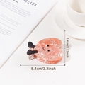 Pinza per capelli a cuore rosa marmorizzato con faccina e orecchie, lunga 8,4cm - Marrone Cuore