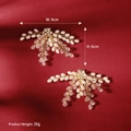 Handmade bridal shoe clips with crystal beads and white pearls in warm gold finish - Radial Flower Cluster Style (SC-J061) / Gold