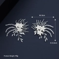 Elegant pair of handmade white crystal beaded flower shoe clips for bridal high heels - Three Flowers Style (SC-J062) / Silver