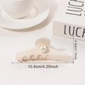 Elegante pinza per capelli crema con perla grande in dimensioni 10,8 cm per donna - Bianco latte