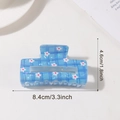 Pinza per capelli azzurra con motivo floreale e a quadretti per acconciature - Blu Reale Floreale