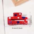 Rote Haarklammer mit Polka-Dots und lila Schleifenmuster, Länge ca. 8,4 cm - Schleife Punktemuster (C10-4-15)