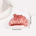 Haarklammer in Croissant-Form, Rosa Perlmutt mit roter Schleife, 8,2cm x 4,3cm - Rosa (Schleifen-Croissant-Form)