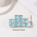 Molla per capelli a quadri blu con fiori bianchi, larghezza 8,4 cm per acconciature - Quadri Blu Bianco Fresco