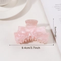 Grande pinza per capelli in acetato rosa pallido marmorizzato a forma di fiocco - Stile Marmo Rosa Ciliegio (D8-3-10)