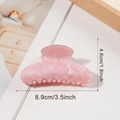 Pink marble texture hair claw clip with 8.9cm size dimensions on white background - Pearly Pink (C7-2-7)