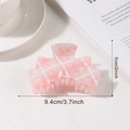 Pink translucent butterfly hair claw with white plaid pattern, large size 9.4cm - Translucent Pink Plaid Style (D8-3-16)
