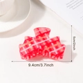Red and orange checkered hair claw clip made of cellulose acetate for women styling - Red Orange Plaid Style (D8-3-18)