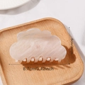 Translucent light pink cloud hair claw clip with fine glitter and 8.7cm width - Peach Pink