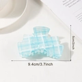 Blue and white checkered ribbon hair claw clip measuring 9.4cm for elegant updos - Blue White Plaid Style (D8-3-17)