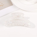 Elegant aurora white hair claw clip with pearlescent finish and marble texture - Aurora Pearl White Style (C10-2-8)
