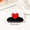 Pinza de pelo con corazón en contraste negro y rojo, accesorio de 10,2 cm para mujer - L / Negro