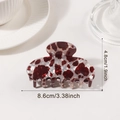 Große Haarspange mit rotem Marmormuster und Leoparden-Print, Acetat-Finish, 8,6 cm - Marmorierte Cremeweiß (D11-1-5)