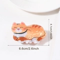 Pince à cheveux chat mignon en acétate avec motif marbré orange et blanc élégant - Chat orange