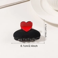 Pinza para el cabello negra brillante con diseño de corazón rojo para uso diario - S / Negro