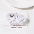 Süße weiße Hunde-Haarklammer mit Marmortextur für Mädchen, Länge 6,4 cm, Samojede - Samojede