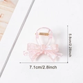 Pink jelly bow shark clip with marble texture measuring 2.8 by 2.28 inches long - Light Pink