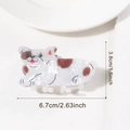 Süße weiße Hunde Haarklammer mit braunen Flecken aus Acetat Material ca. 6,7cm - Französische Bulldogge