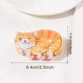 Pince à cheveux chat orange à rayures, finition nacrée avec dimensions précises - Chat de Dessin Animé Orange