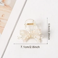 Elegant translucent iridescent white bow hair claw clip with gold spring 7.1cm - Light Yellow