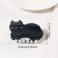 Schwarze Katzen-Haarklammer aus Acetat mit rosa Wangen und Größenangabe im Bild - Schwarze Katze