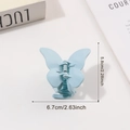 Elegante pinza para el pelo de mariposa azul claro con muelle plateado y dimensiones - Azul Grisáceo
