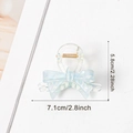 Elegant 7.1cm light blue translucent bow hair claw clip with iridescent finish - Blue