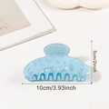 Elegant light blue translucent hair claw clip with shimmering pearlescent texture details - Blue