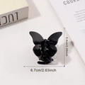 Pince à cheveux papillon noir brillant de 6,7 cm de diamètre au style élégant - Noir