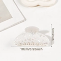 Elegant 10cm pearlescent white hair claw clip with shimmering glitter jelly texture - White